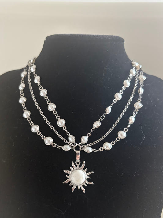 Pearl and Sun Necklace