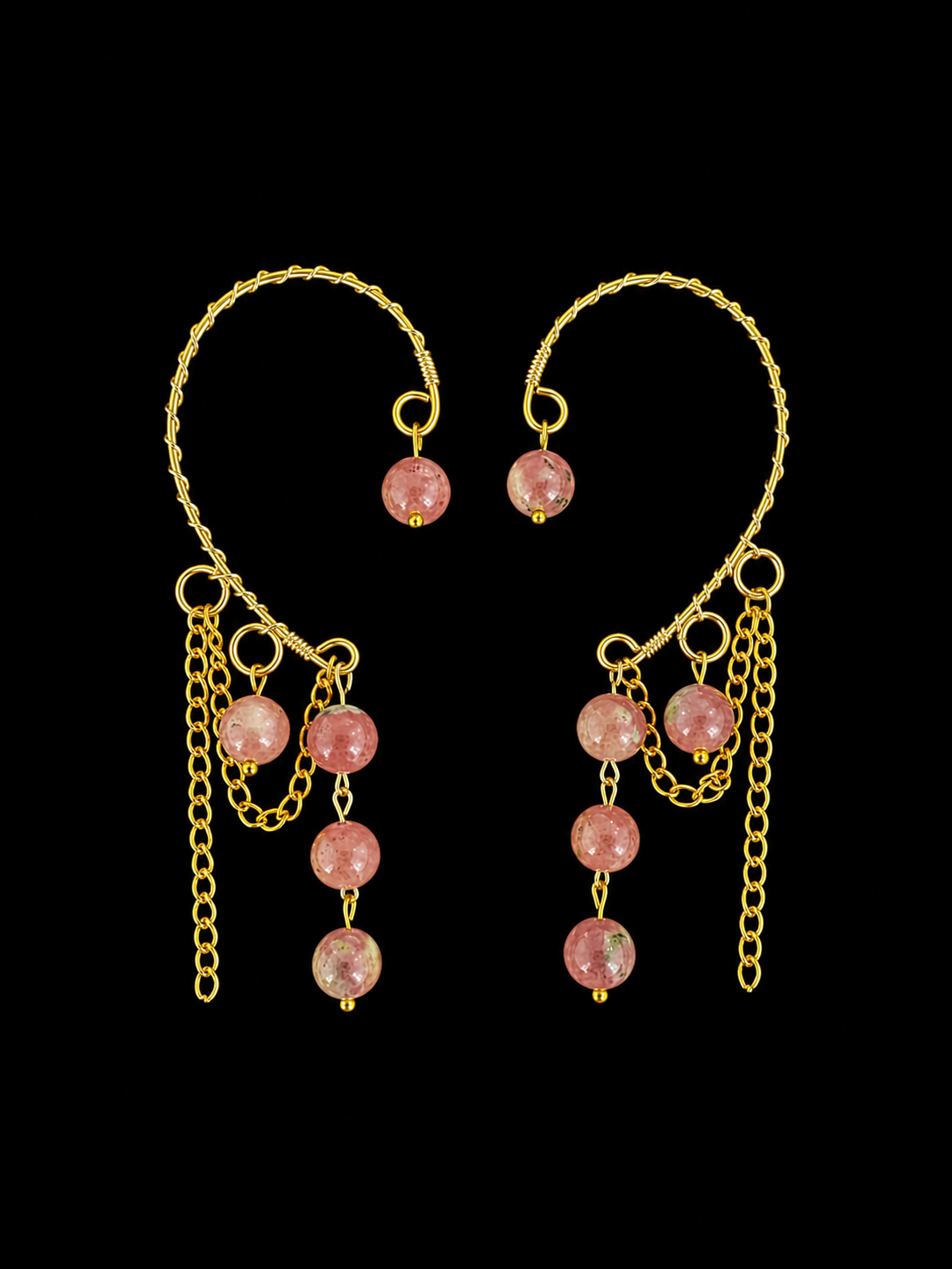 Pink Gemstone Ear Cuffs