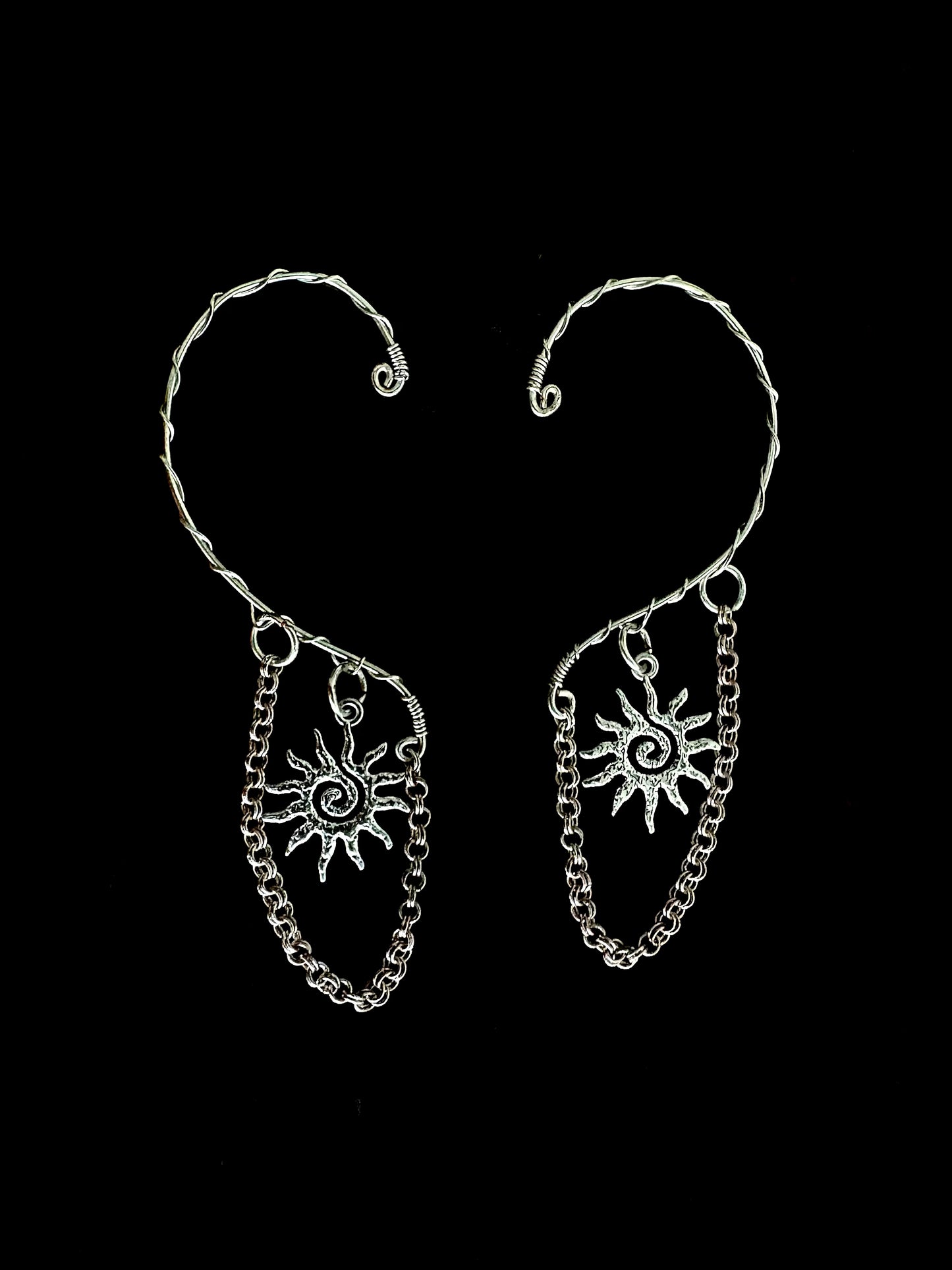 Silver Sun Ear Cuffs
