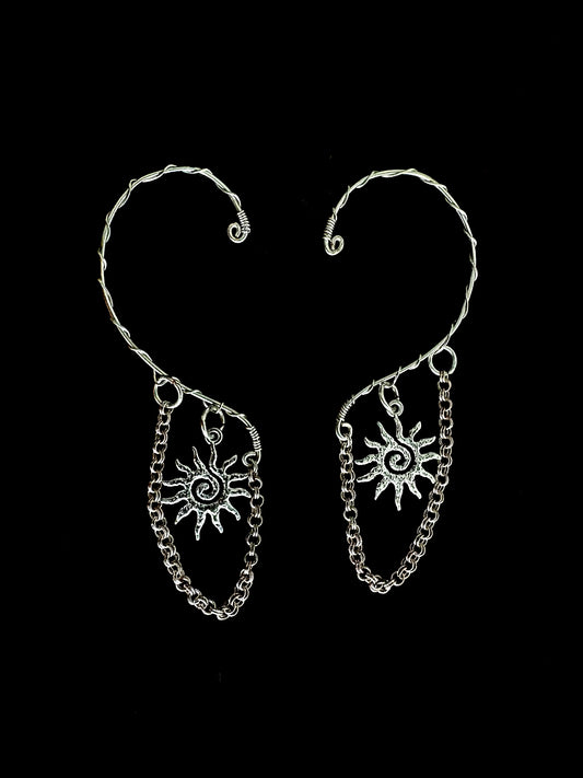 Silver Sun Ear Cuffs