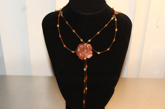 Orange Hibiscus Necklace
