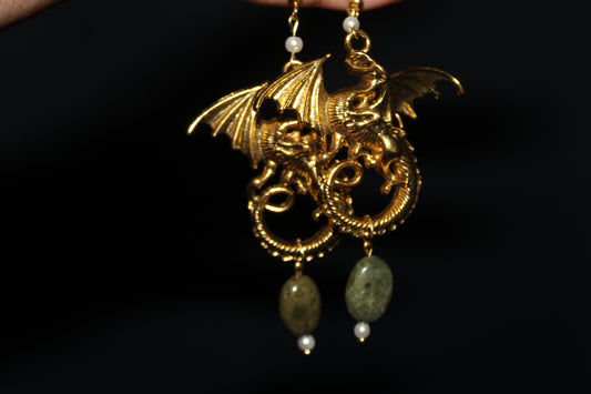 Golden Dragon Gemstone Earrings
